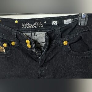 Miss me jeans size 27 black emblemed gold